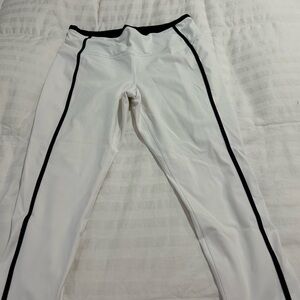 Athleta White Leggings with Black Trim